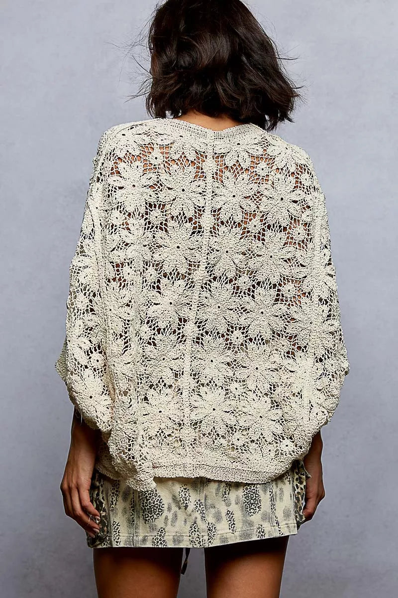 POL Crochet Knit Lightweight Cardigan