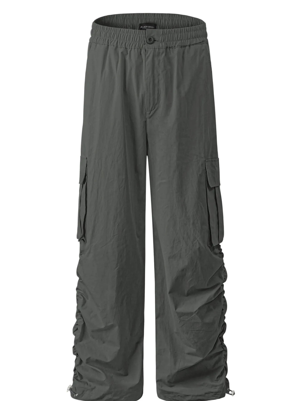Men's Elastic Waist Wide Leg Cargo Pants with Side Pockets