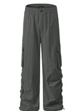 Men's Elastic Waist Wide Leg Cargo Pants with Side Pockets