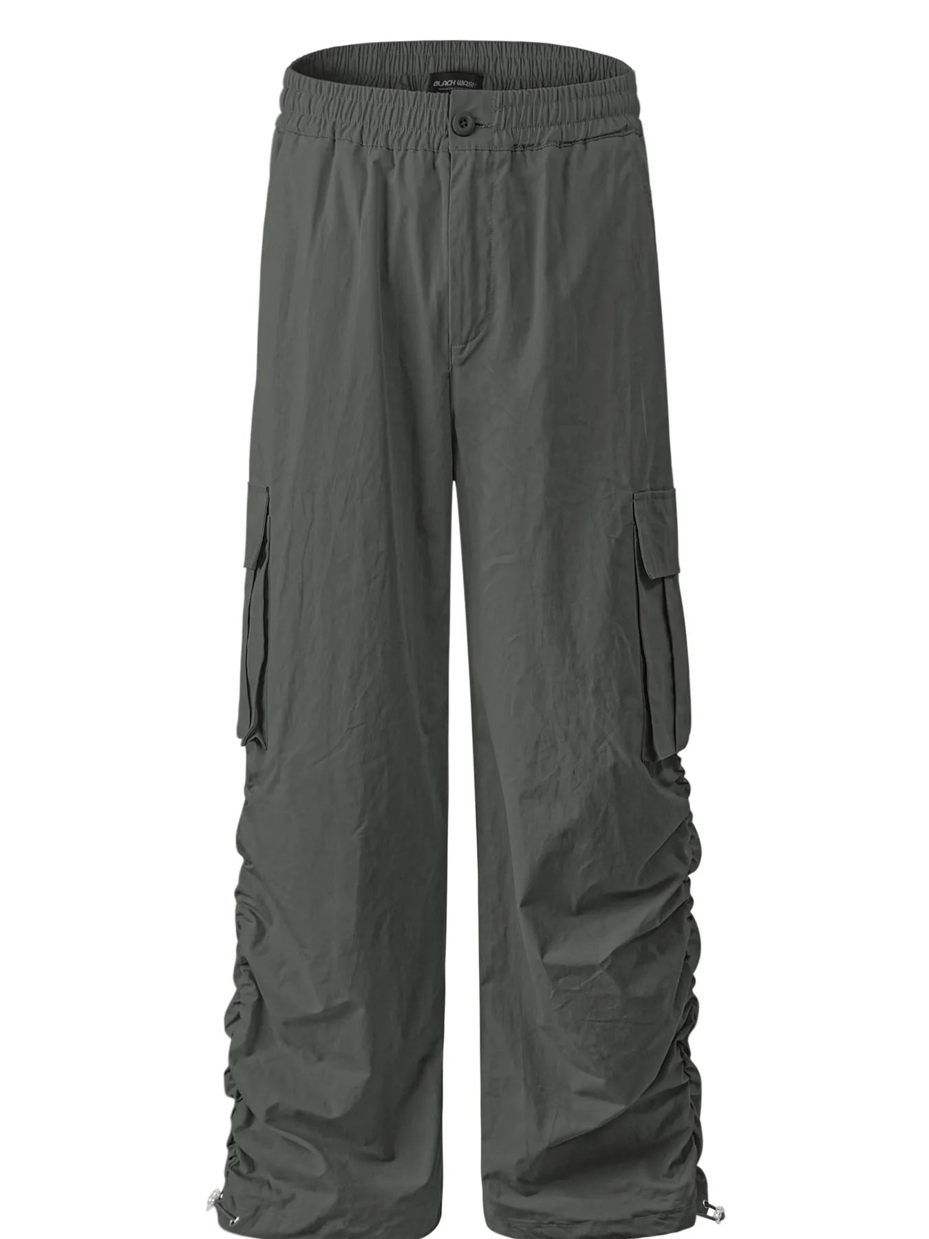 Men's Elastic Waist Wide Leg Cargo Pants with Side Pockets