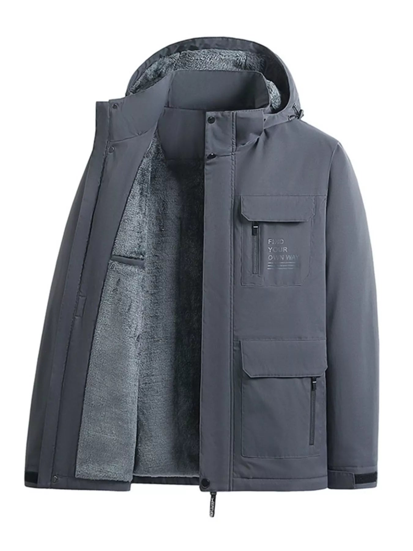 Men's Plus Size Warm Fleece Lined Hooded Winter Coat