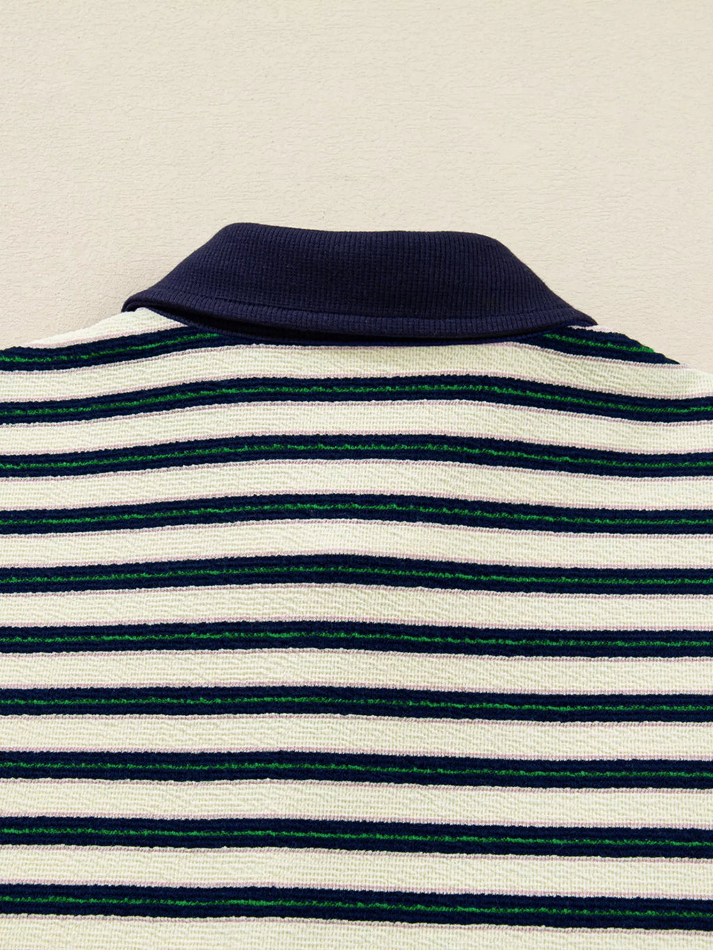 Striped Print Contrast Collar Zip V Neck Long Sleeve Top