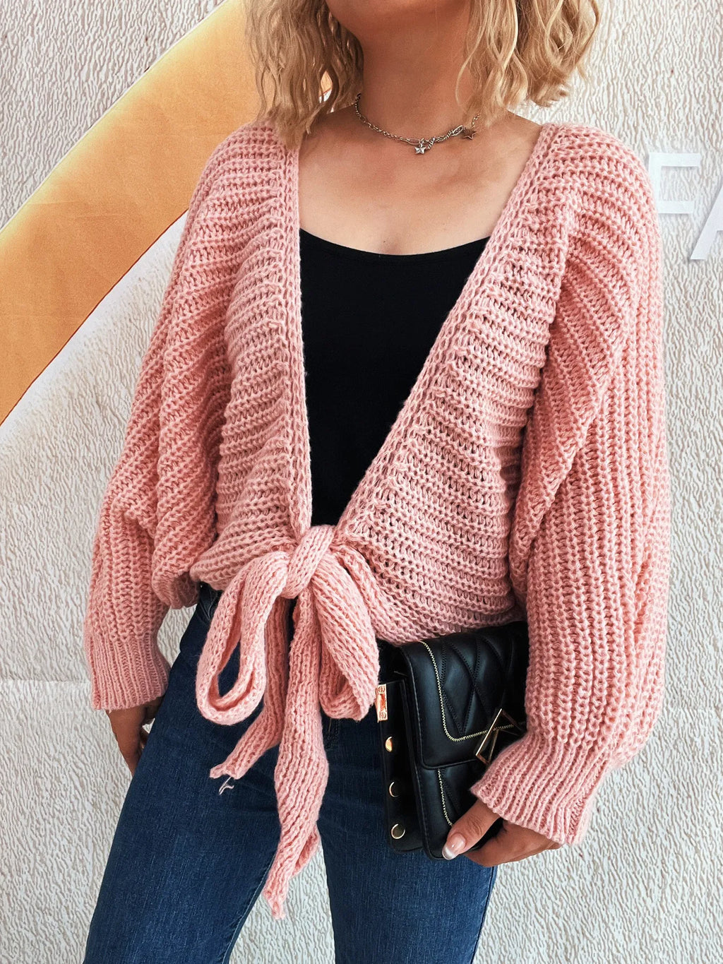 Tie Front Long Sleeve Cardigan
