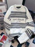 Men's Full Size Striped Pattern Round Neck Sweater Plus Size
