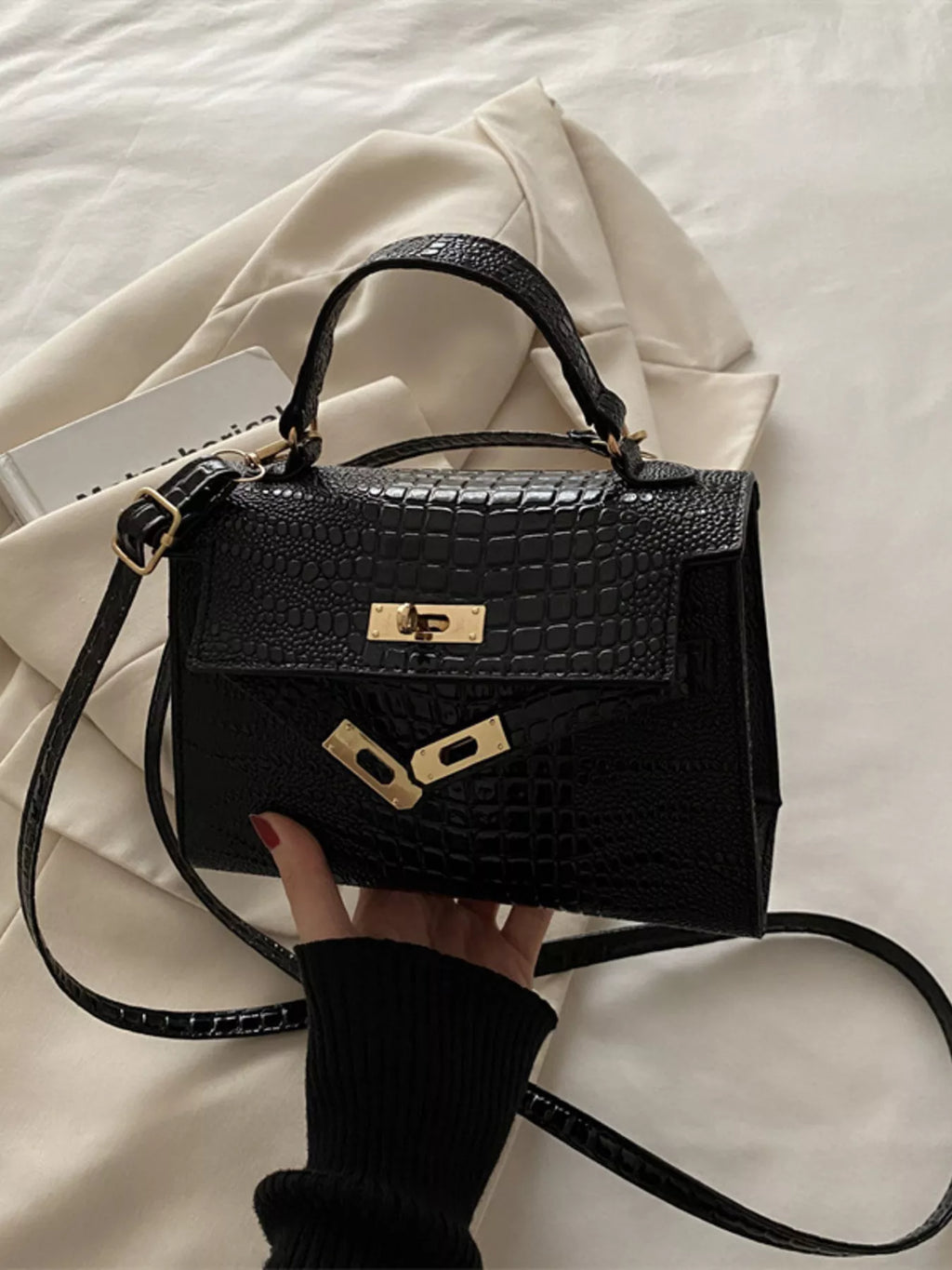 Embossed Flap Crossbody Bag