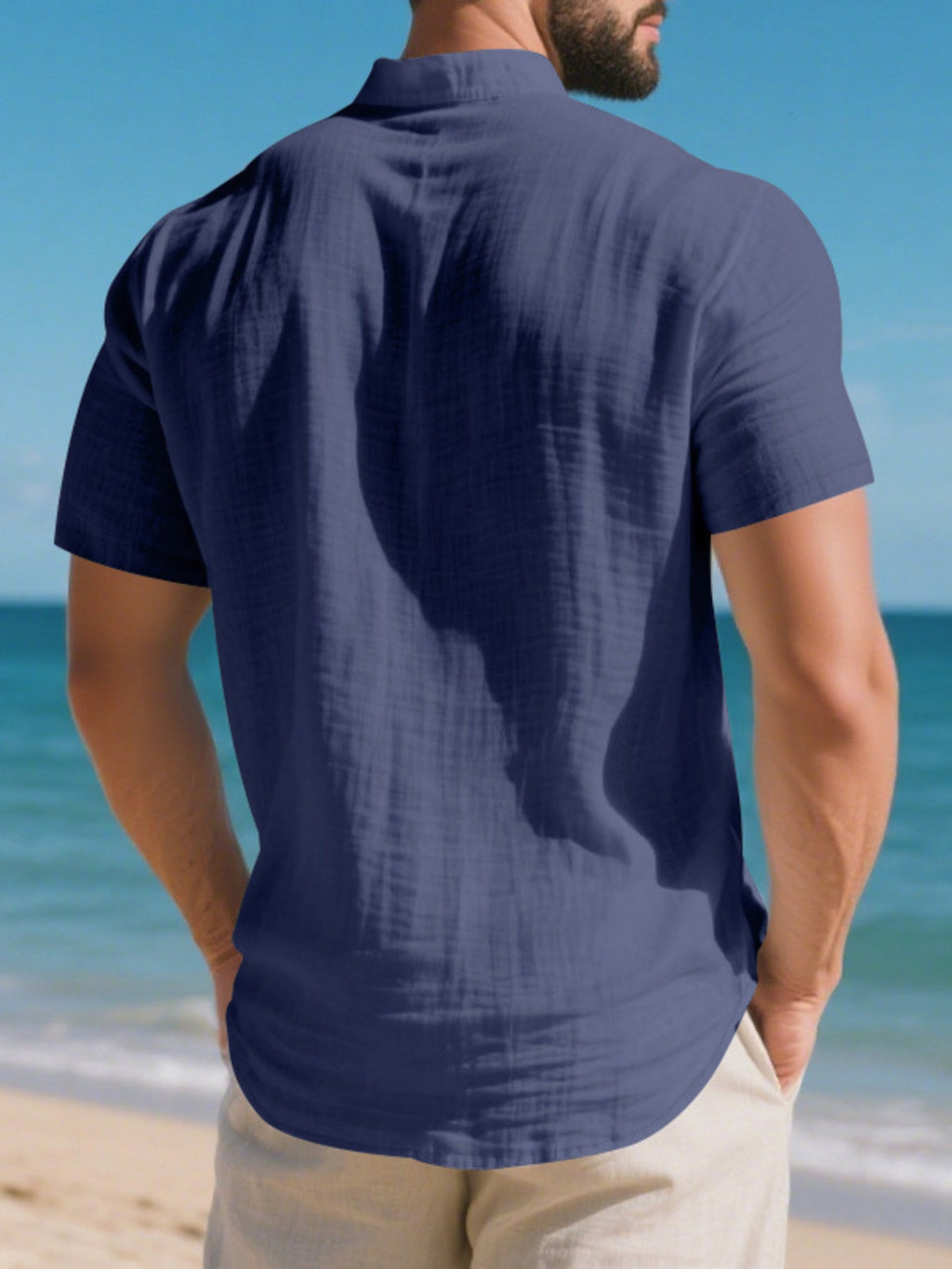 Men's Full Size Button Detail Short Sleeve Shirt Plus Size