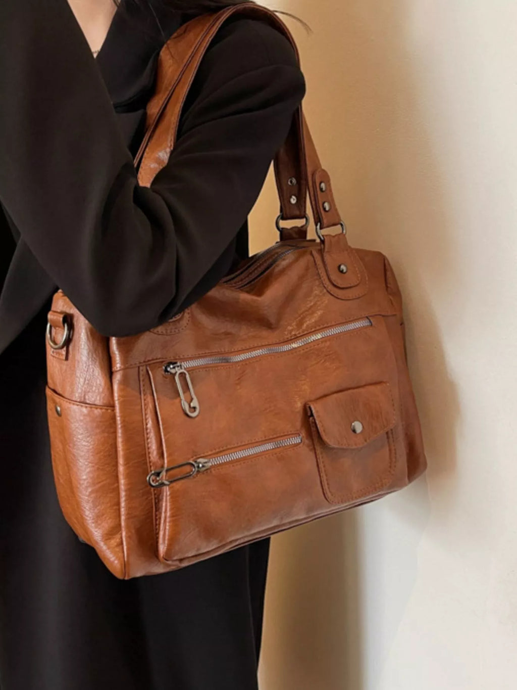 Vintage Style Multi-Pocket Crossbody Bag