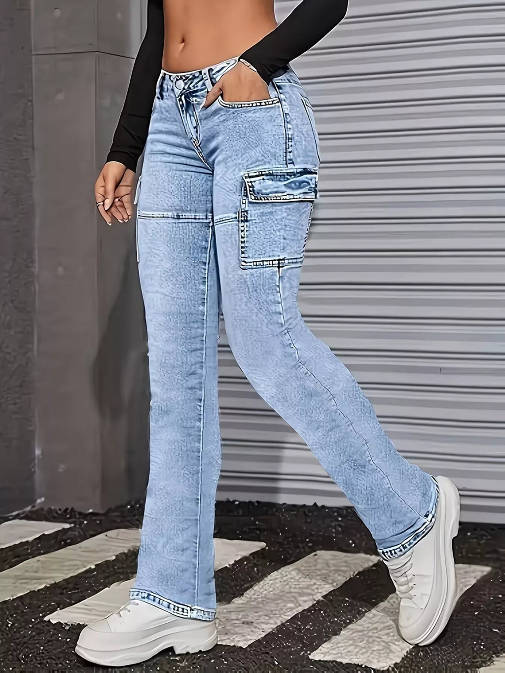 Washed Jeans with Pockets