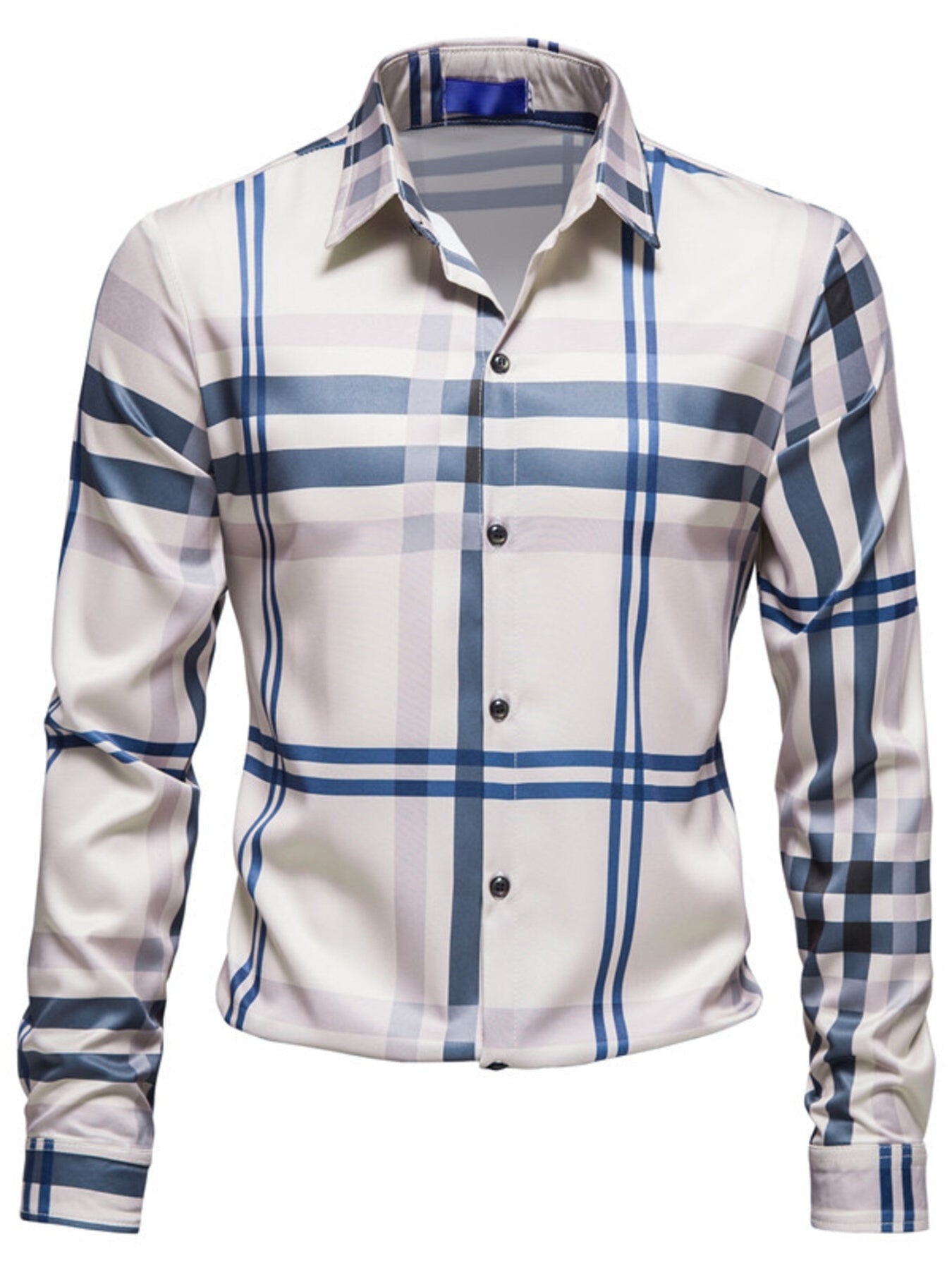 Men's Plaid Button Up Long Sleeve Shirt