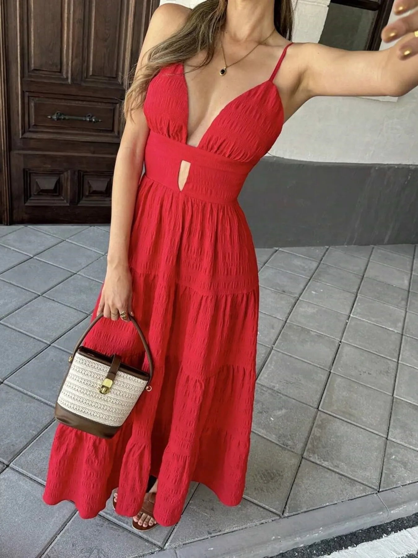 Tiered Maxi Dress with Cutout Detail