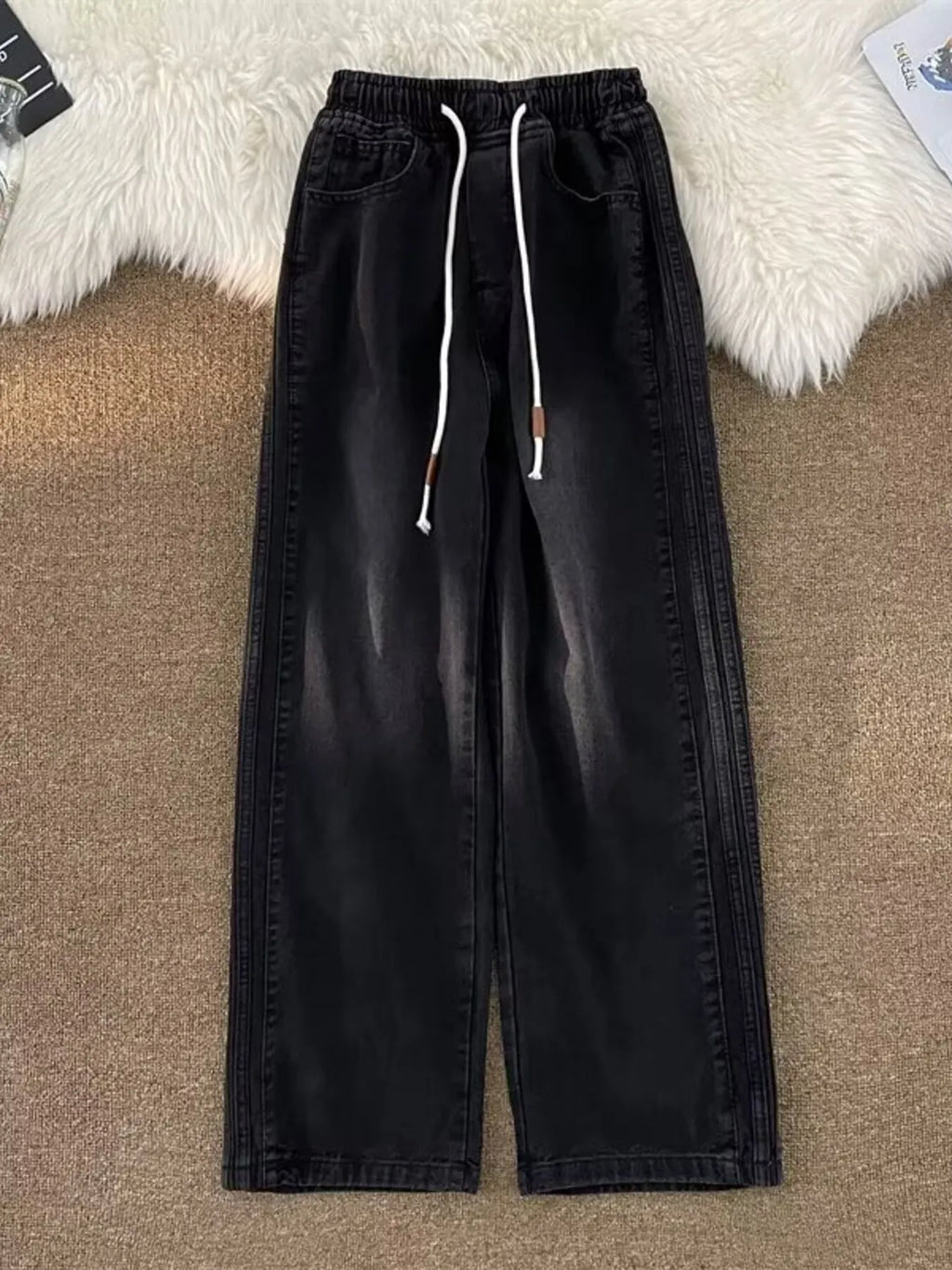 Men's Full Size Wash Wide Leg Pants Plus Size