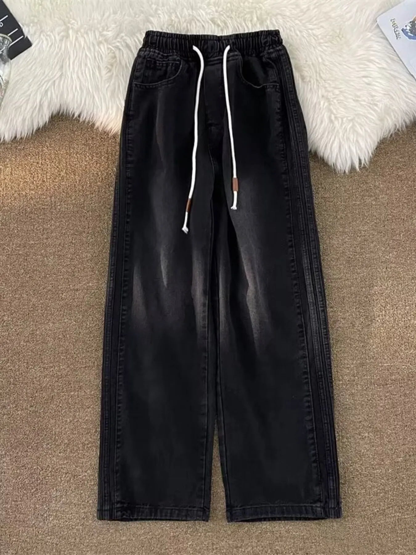 Men's Full Size Wash Wide Leg Pants Plus Size