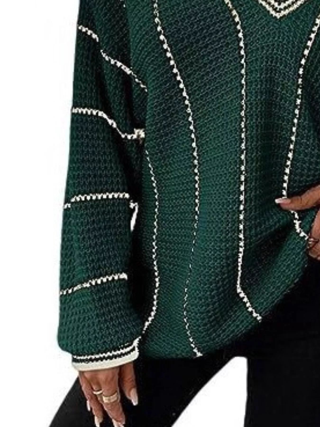 Full Size V-Neck Textured Knit Sweater Plus Size