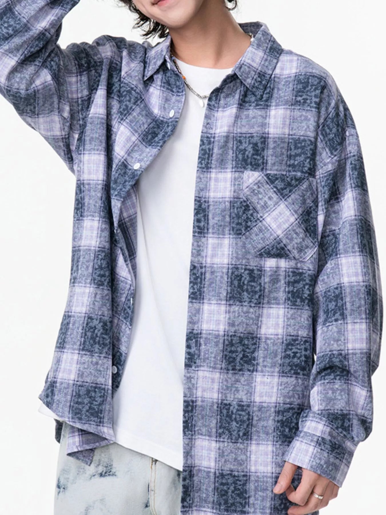 Men's Plus Size Plaid Button Up Long Sleeve Shirt