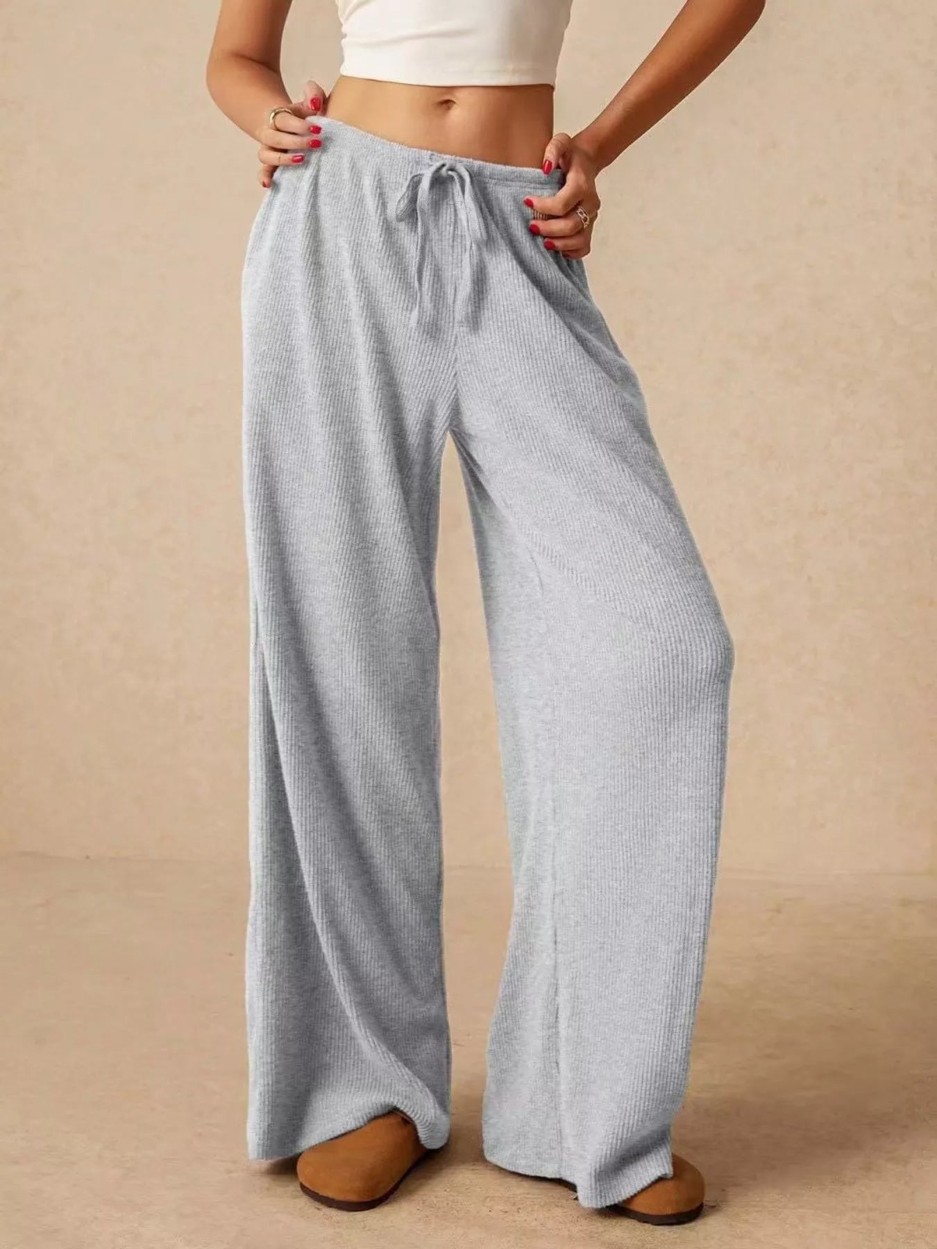 Drawstring Wide Leg Pants