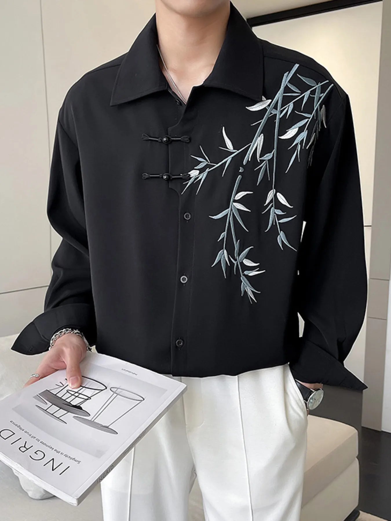 Men's Plus Size Bamboo Button Up Long Sleeve Shirt