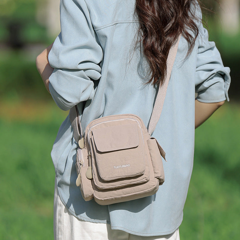 Multi-Pocket Lightweight Nylon Crossbody Bag