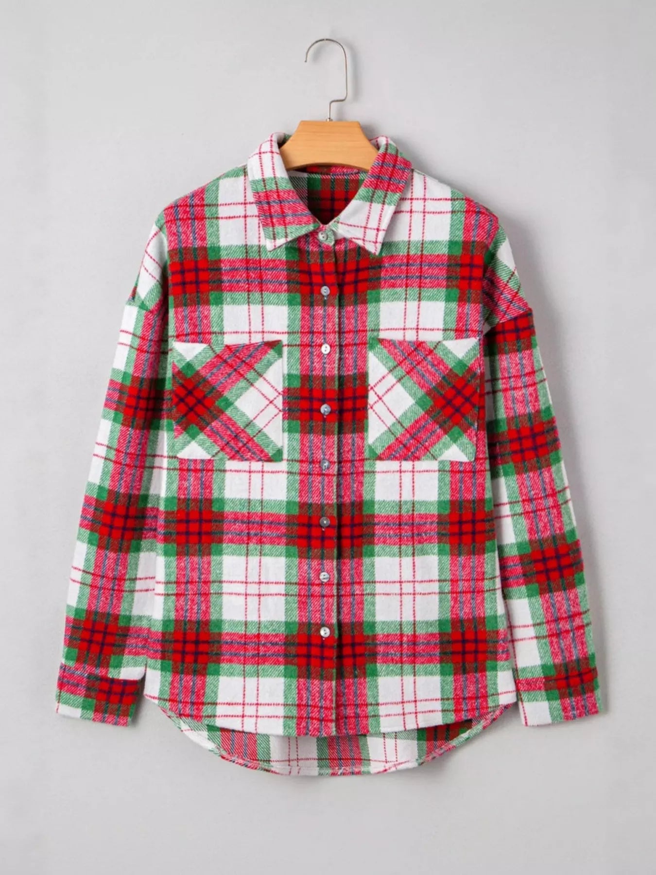 Plaid Button-Down Long Sleeve Shacket