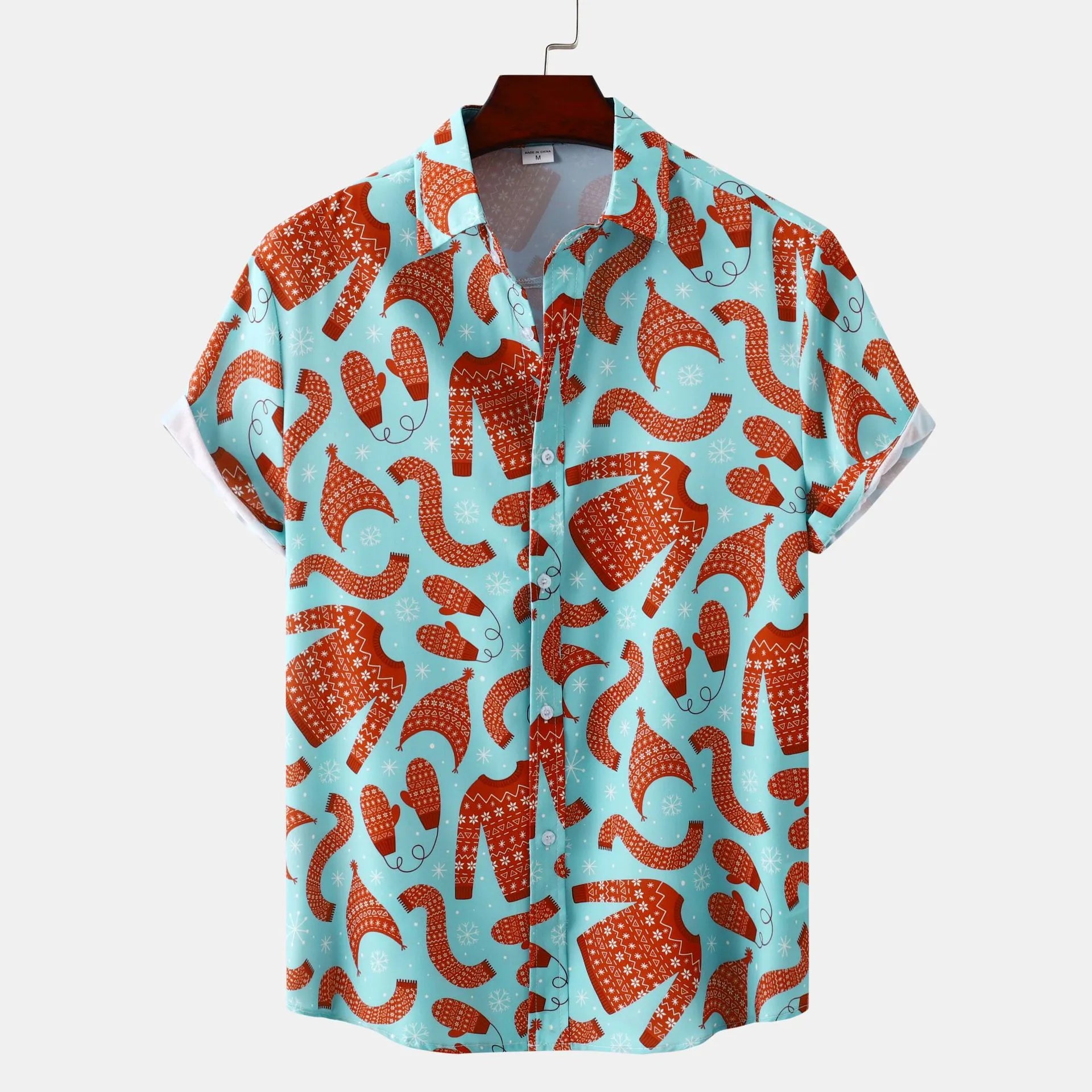 Men's Plus Size Printed Short Sleeve Shirt