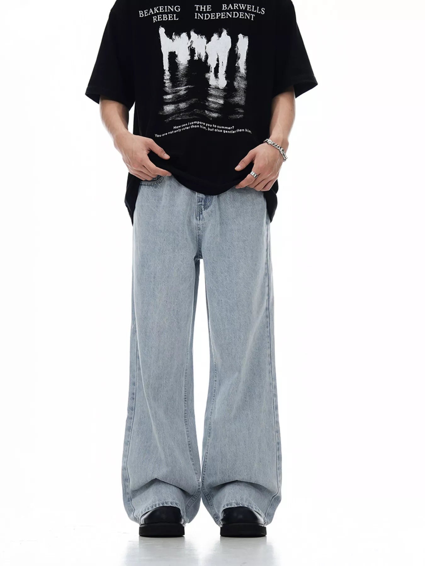Men's Wash Wide Leg Jeans
