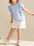 Children's Ruffled Round Neck Short Sleeve T-Shirt