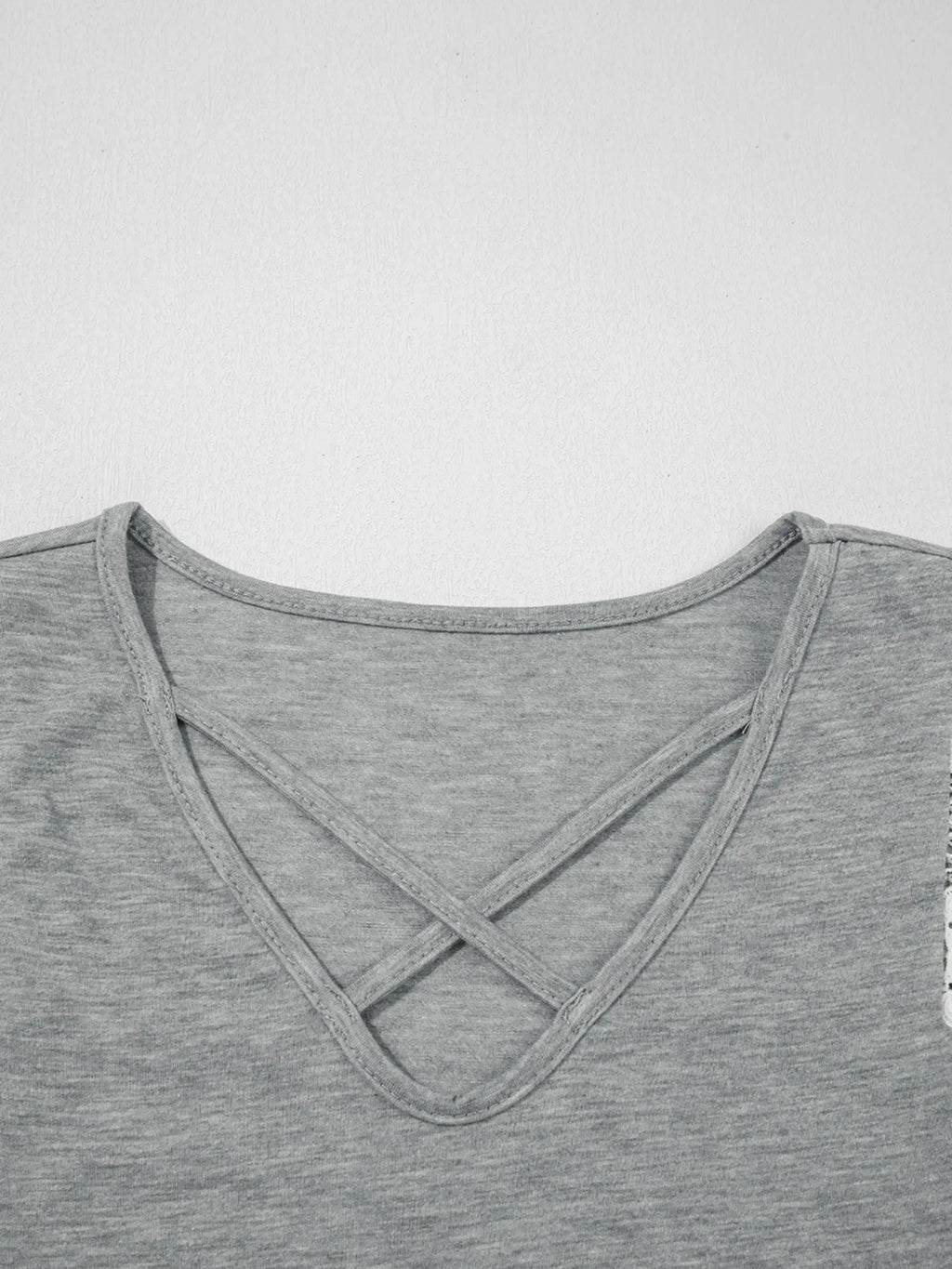 Lace Trim Cross-Front V-Neck Tank Top