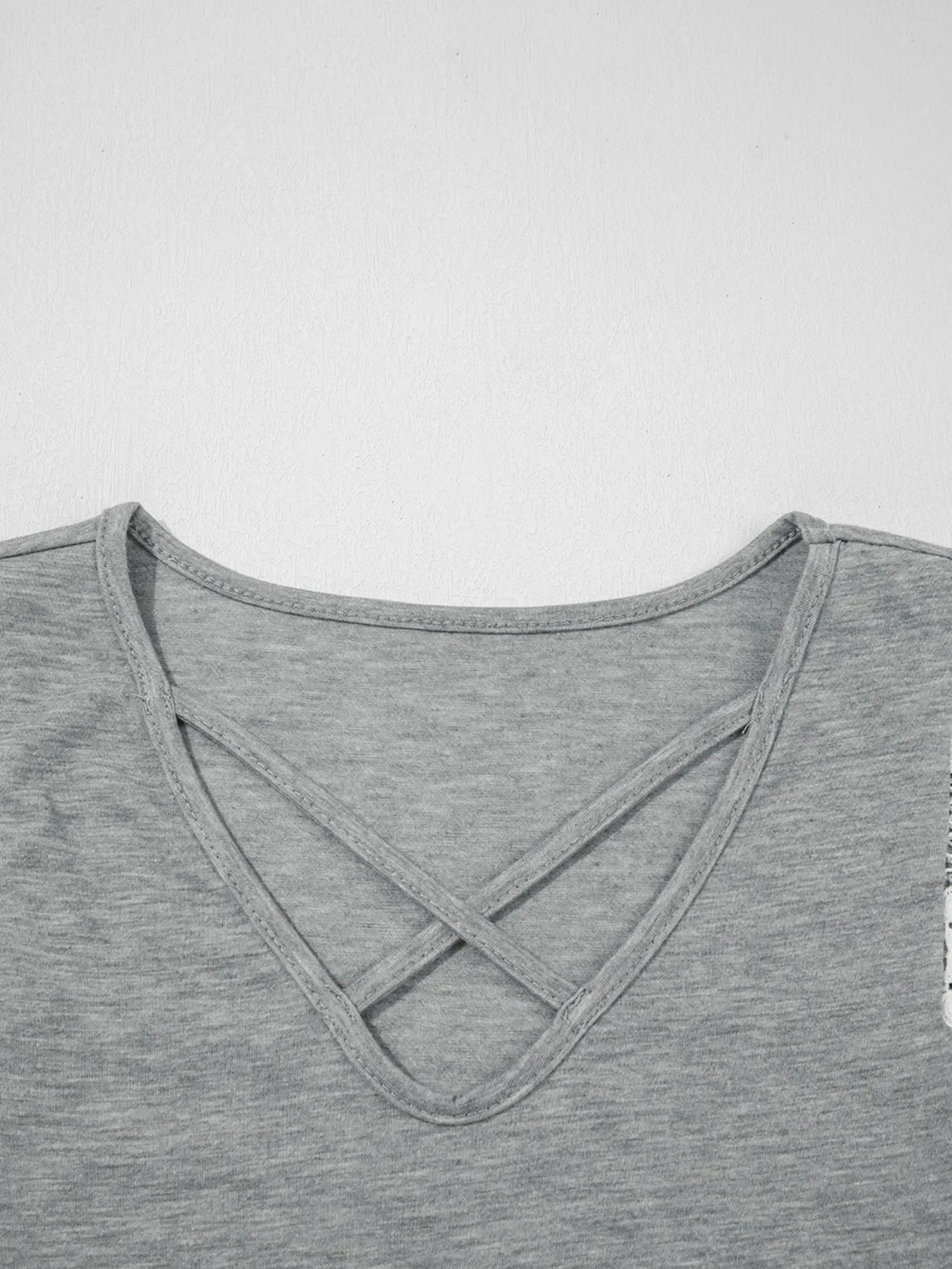 Lace Trim Cross-Front V-Neck Tank Top