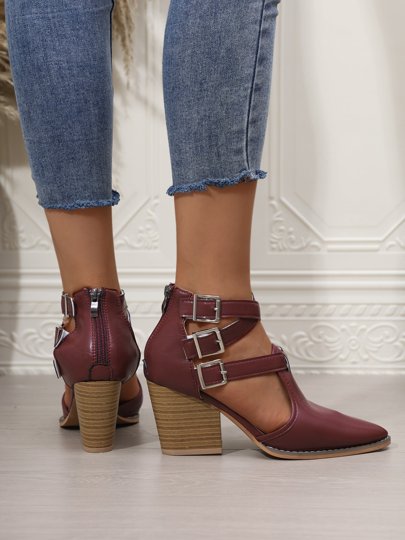 Point Toe Block Heels Pumps