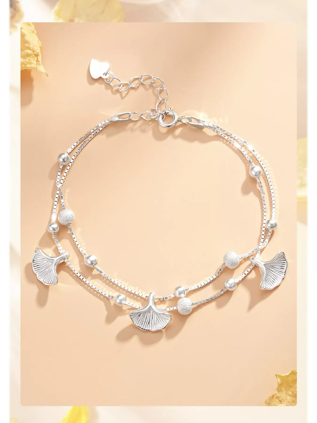 Double Layer Ginkgo Leaf Bracelet