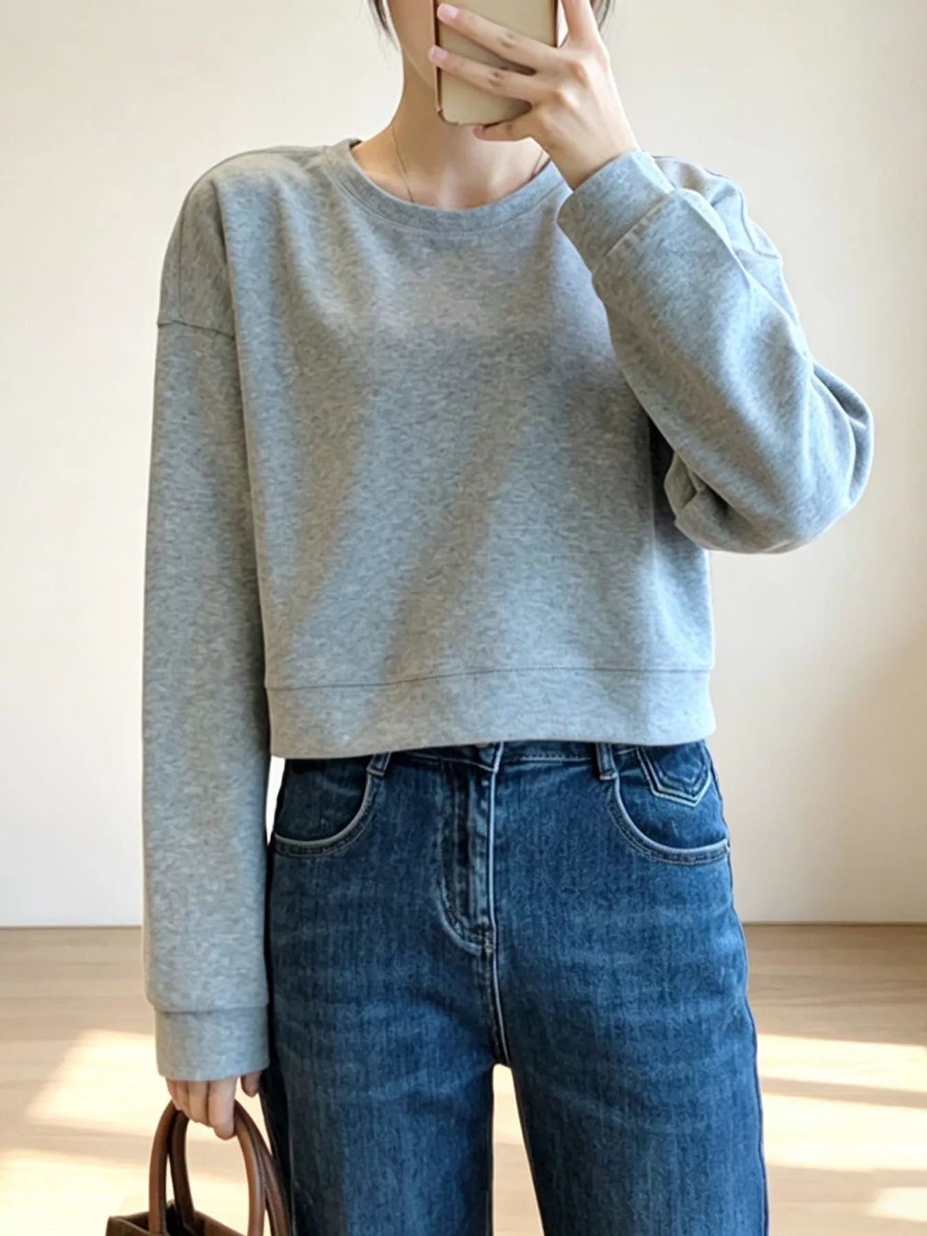 Crew Neck  Drop Shoulder Sweatshirt