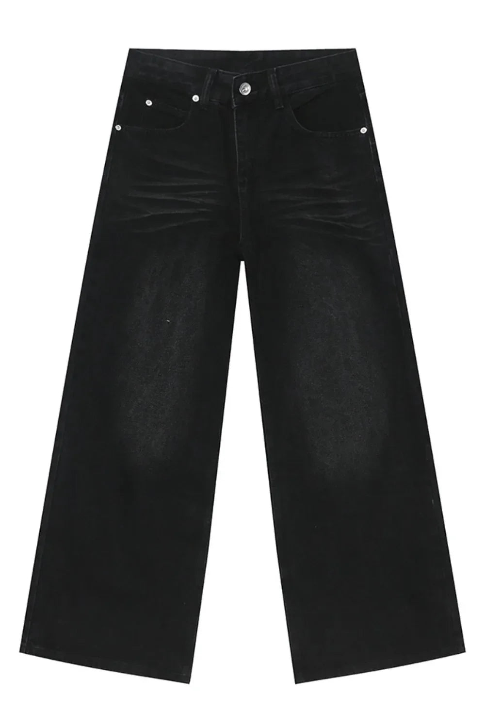 Washed Cat Whisker Straight Leg Jeans