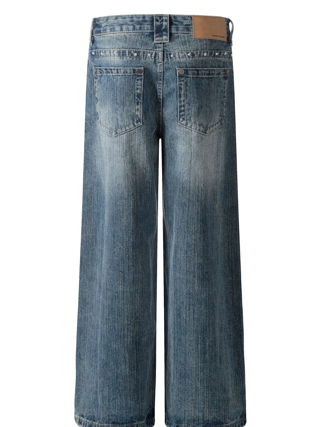 Men's Studded Washed Wide-Leg Jeans