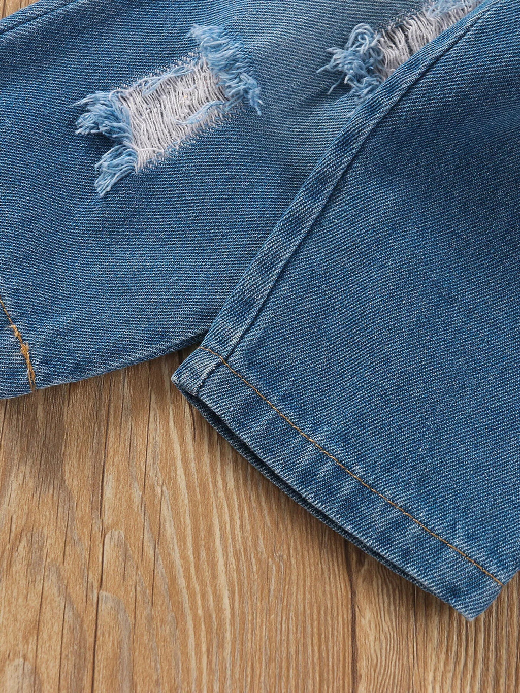 Children's Tie Shoulder Tank and Distressed Jeans Set