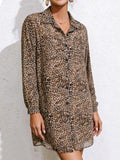 Leopard Print Button-Up Long Sleeve Oversized Shirt