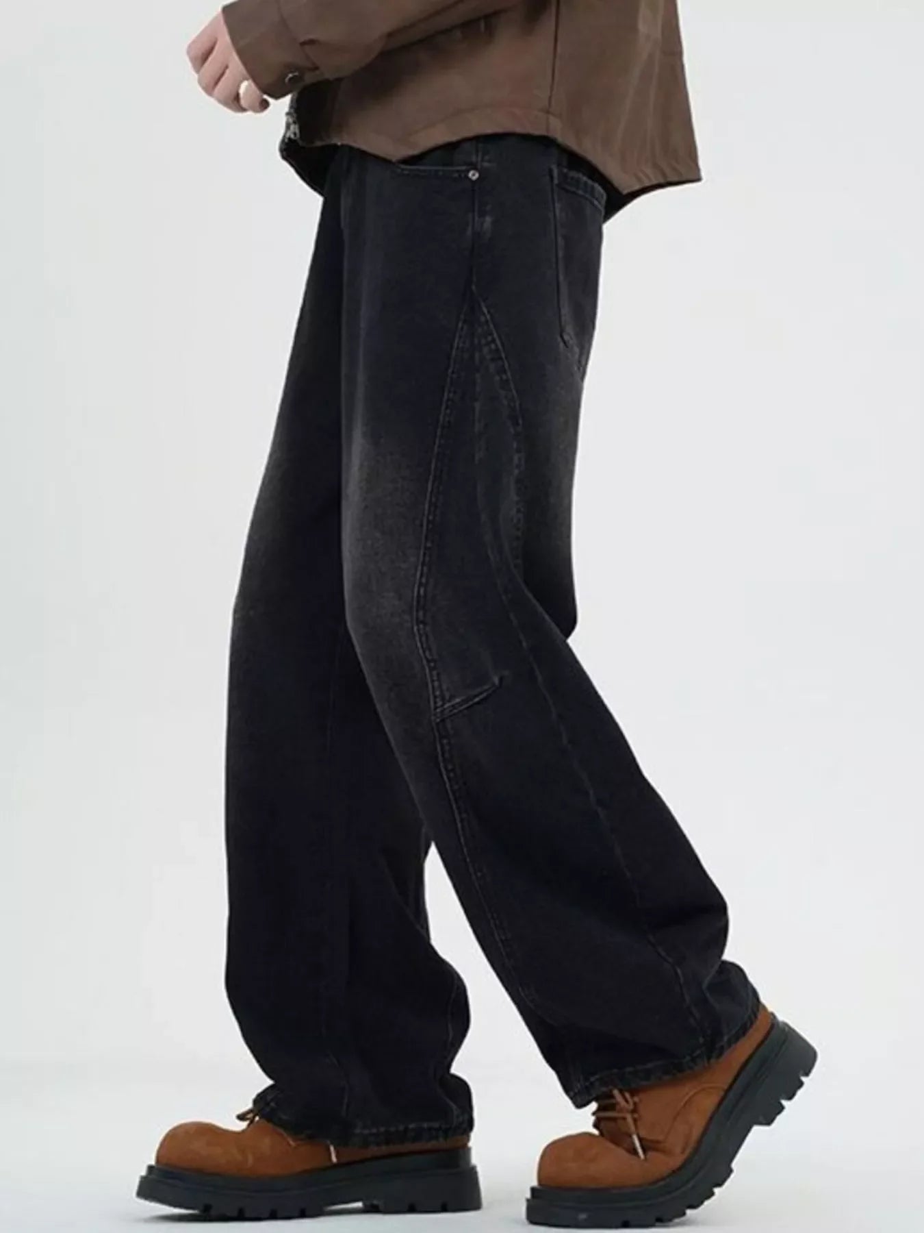 Men's Full Size Washed Wide Leg Jeans Plus Size