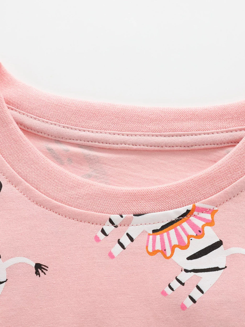 Children's Zebra Print Round Neck Top and Shorts Set
