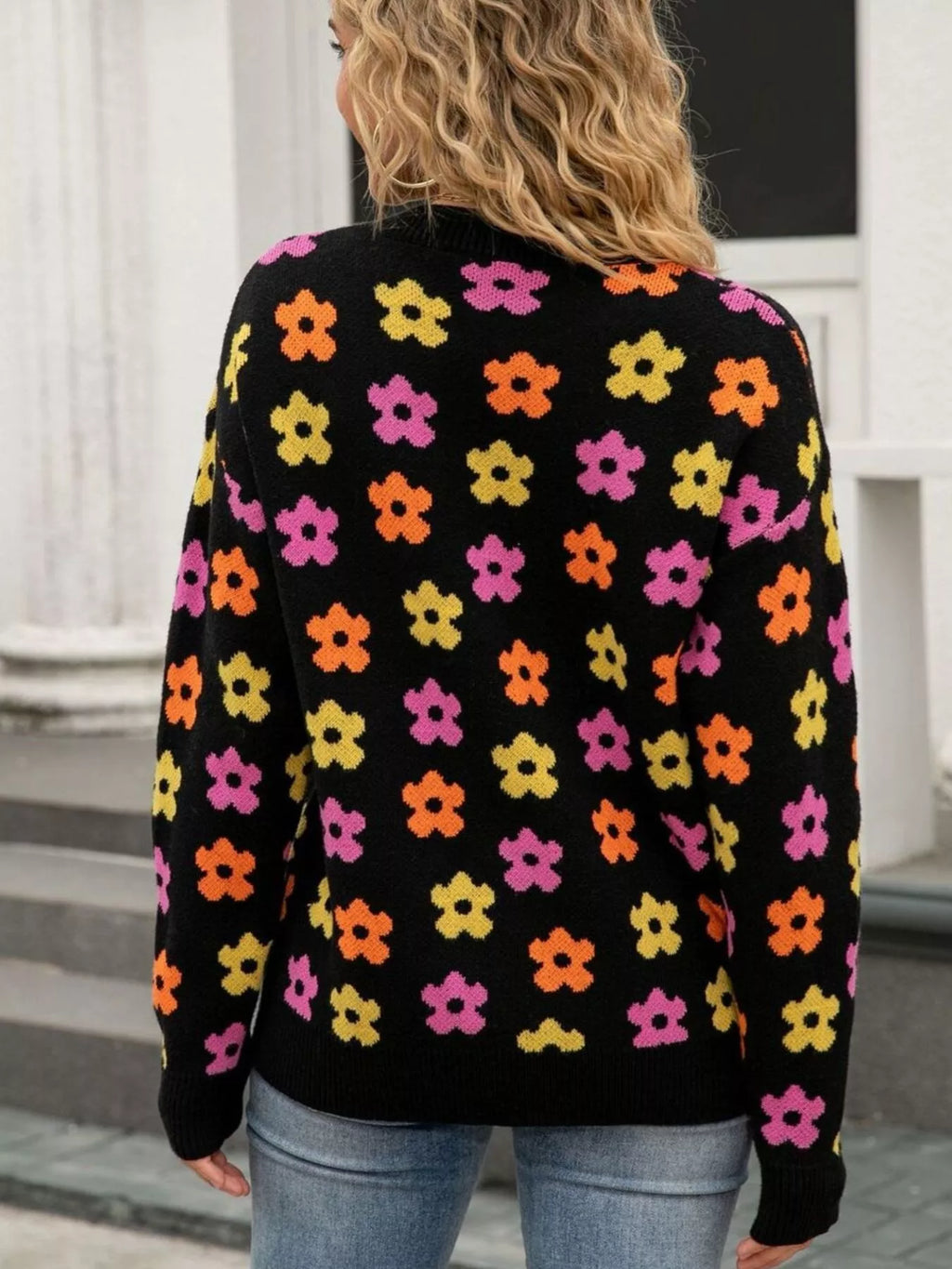 Floral Crew Neck Sweater