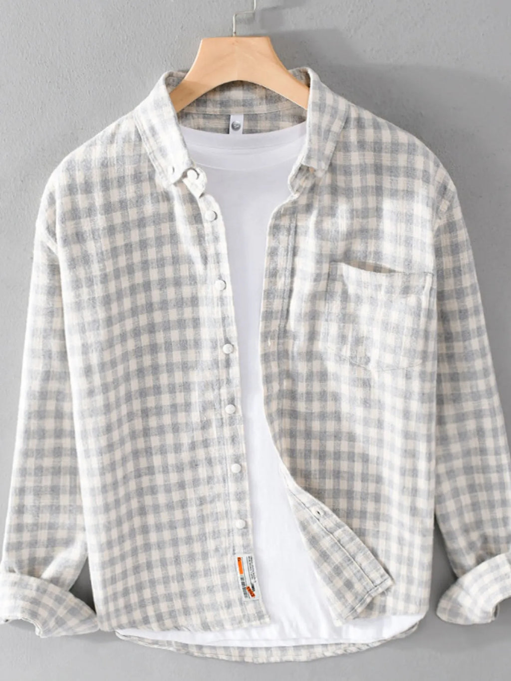 Men's Plus Size Gingham Check Button-Up Shirt