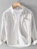 Men's Plus Size Gingham Check Button-Up Shirt