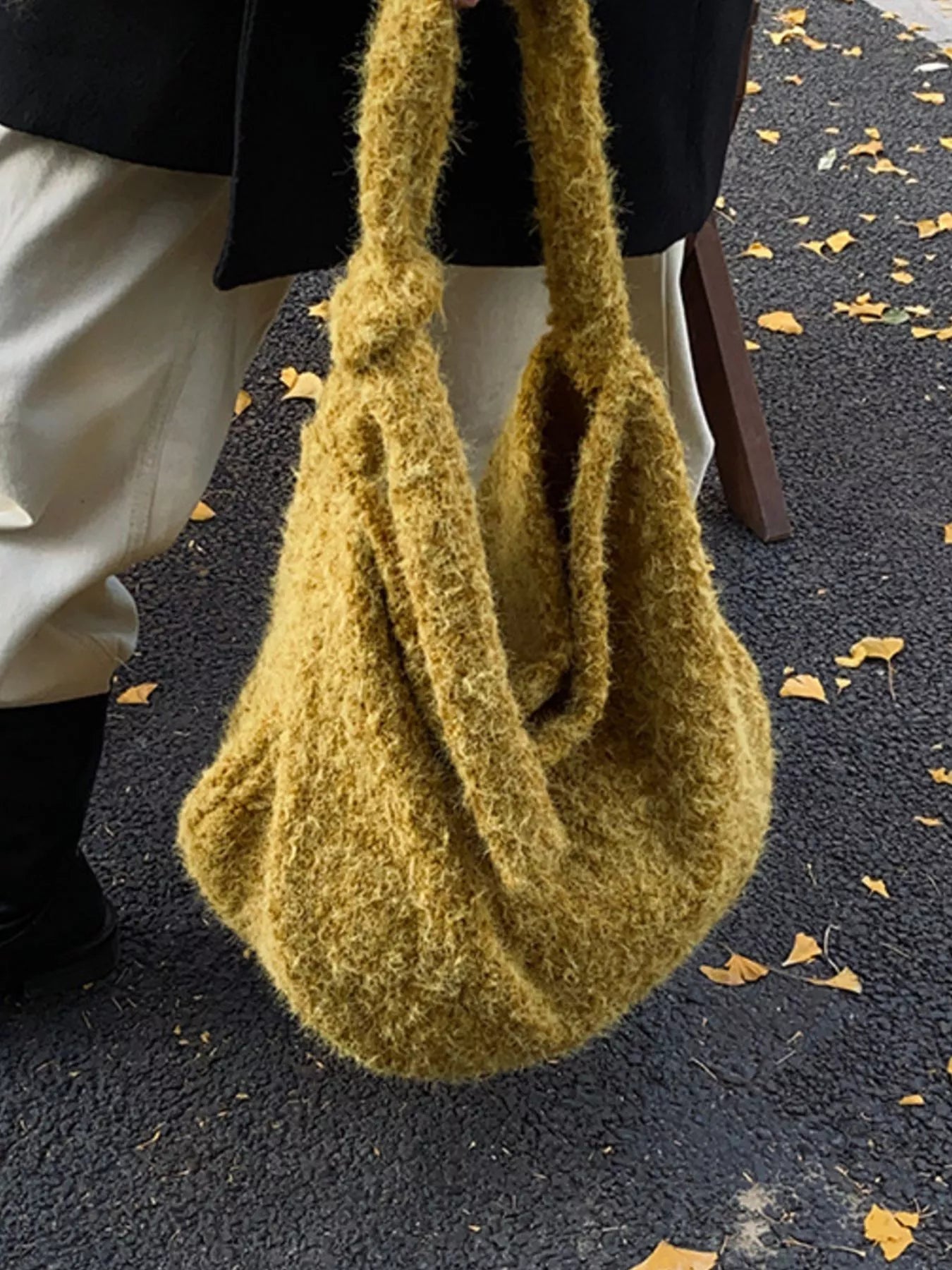 Fuzzy Solid Color Crossbody Bag