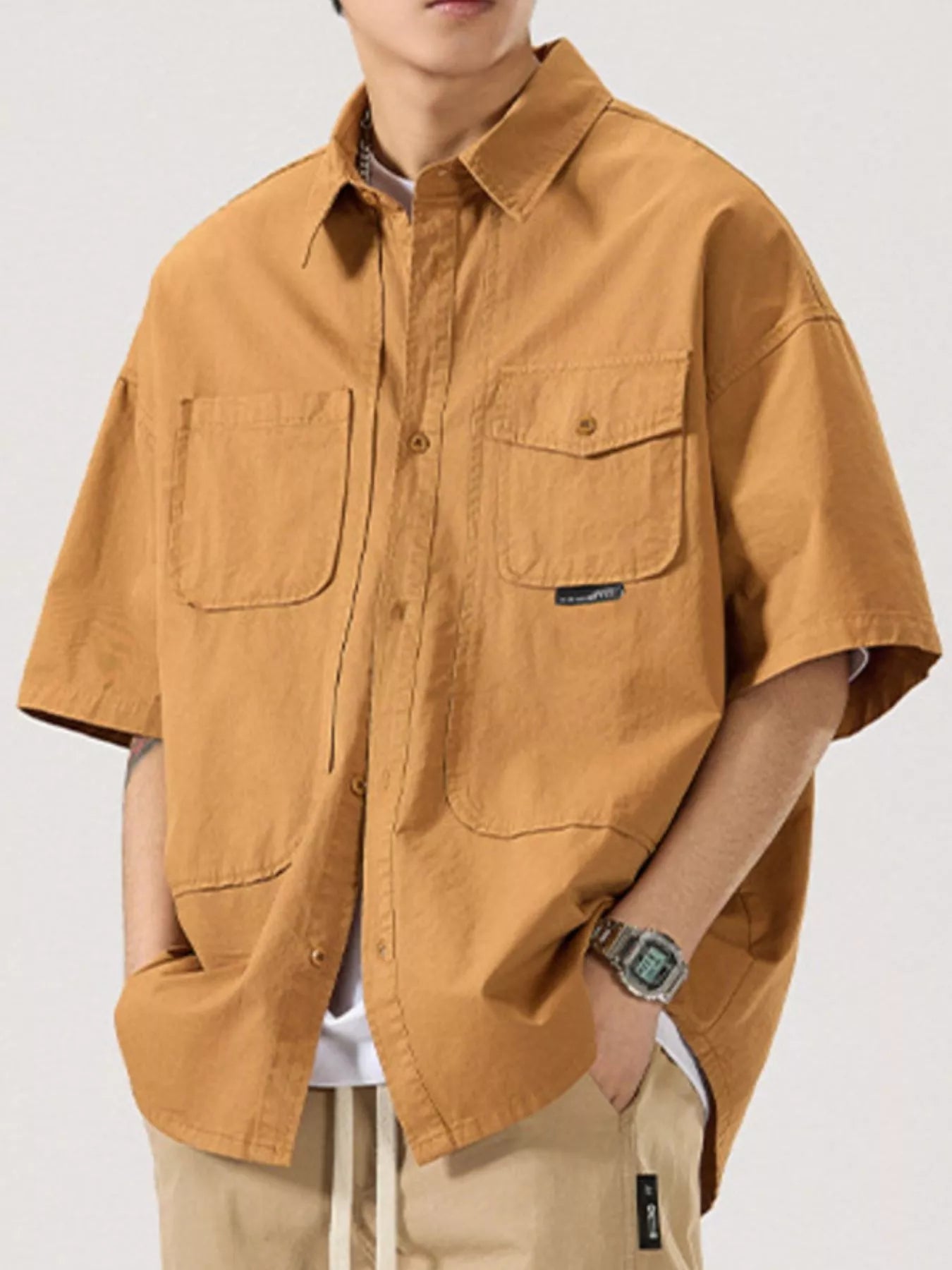 Men's Full Size Button Up Half Sleeve Shirt Plus Size