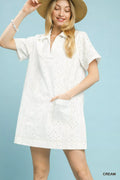 Umgee Eyelet Short Sleeve Shift Dress with Pocket