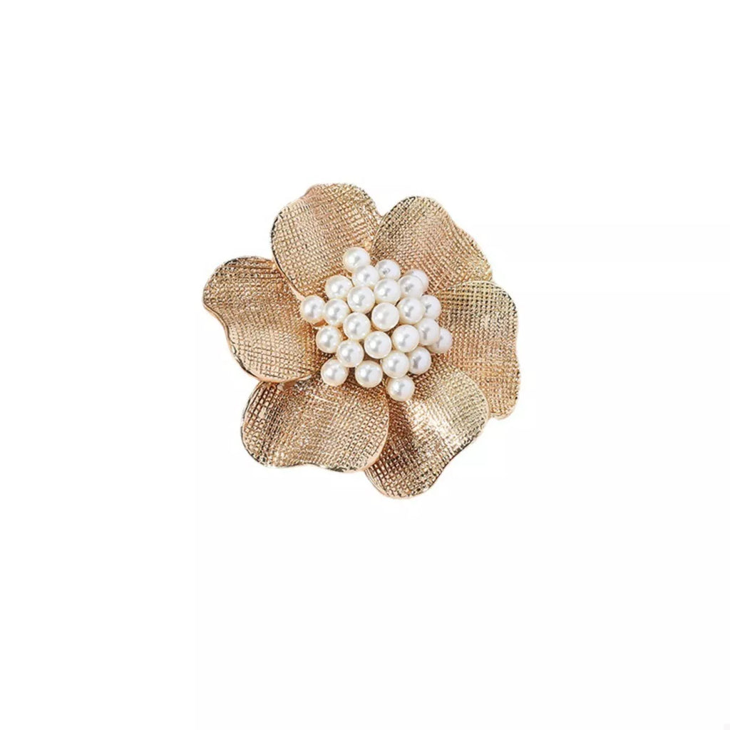 18K Gold-Plated Pearl Flower Ring