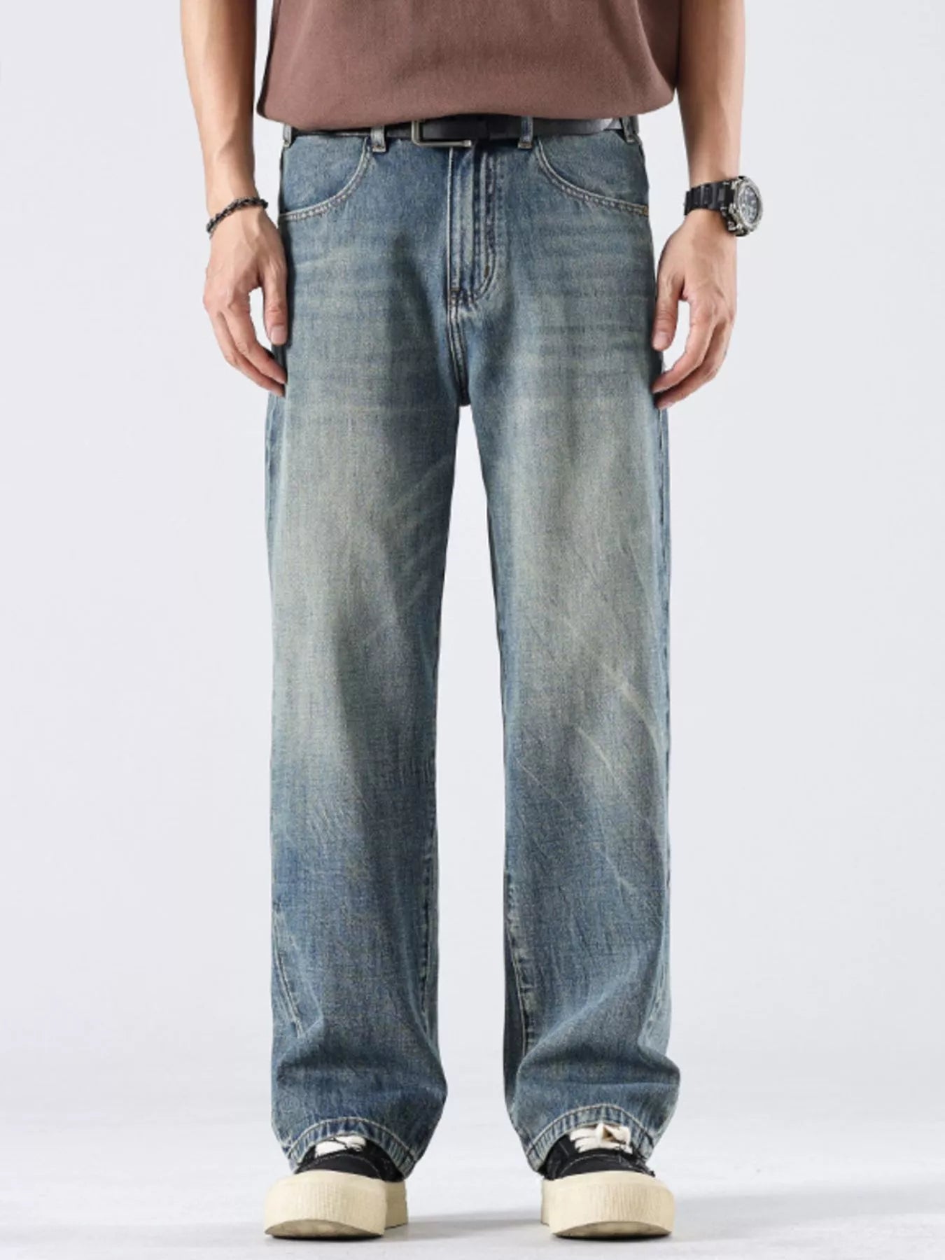 Men's Vintage Wash Loose Fit Jeans