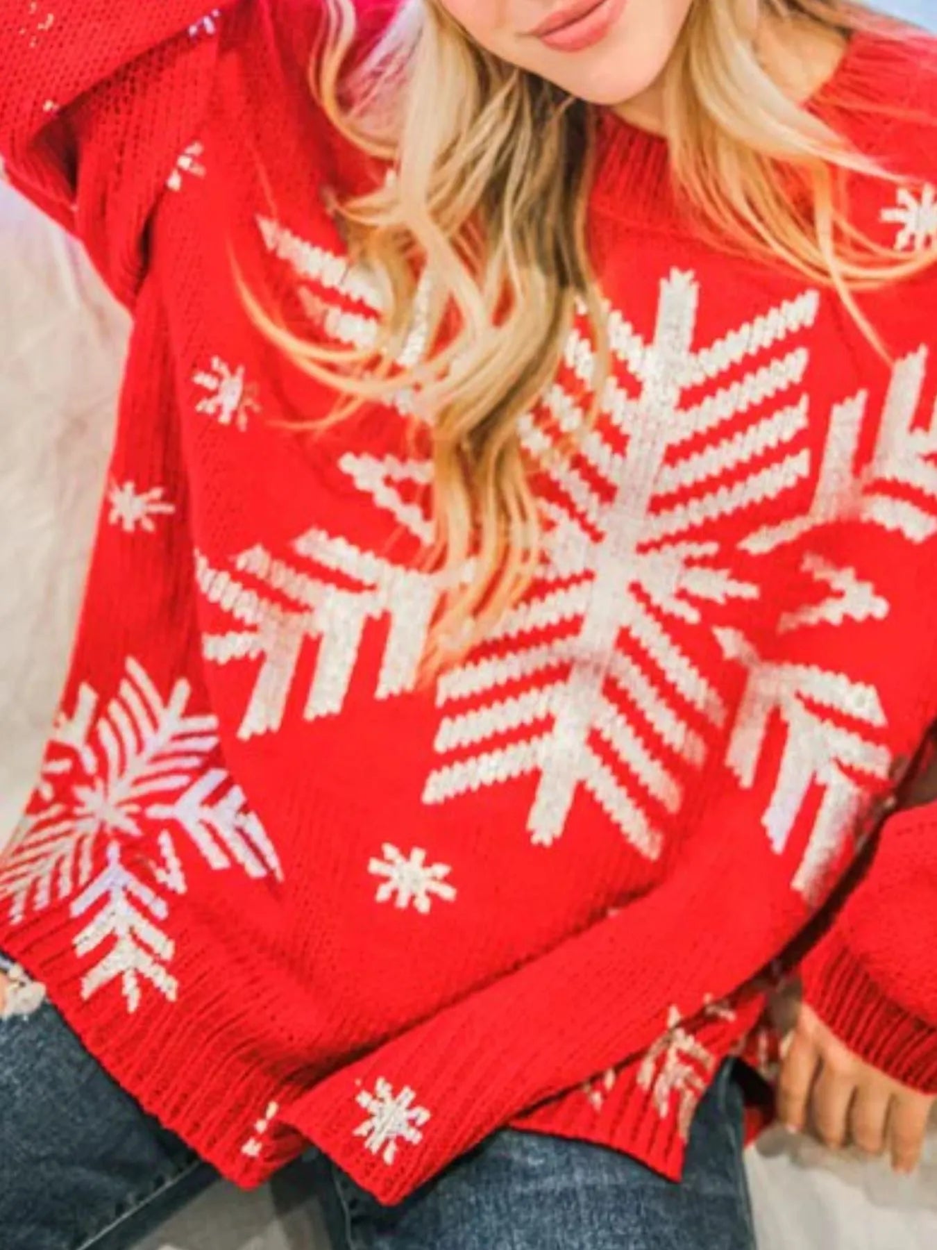 Christmas Snowflake Long Sleeve Sweater