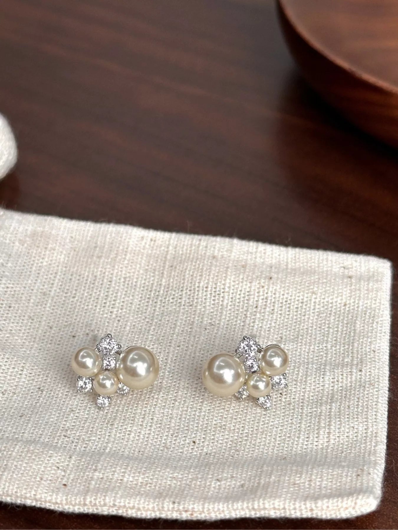 Pearl Cluster Stud Earrings