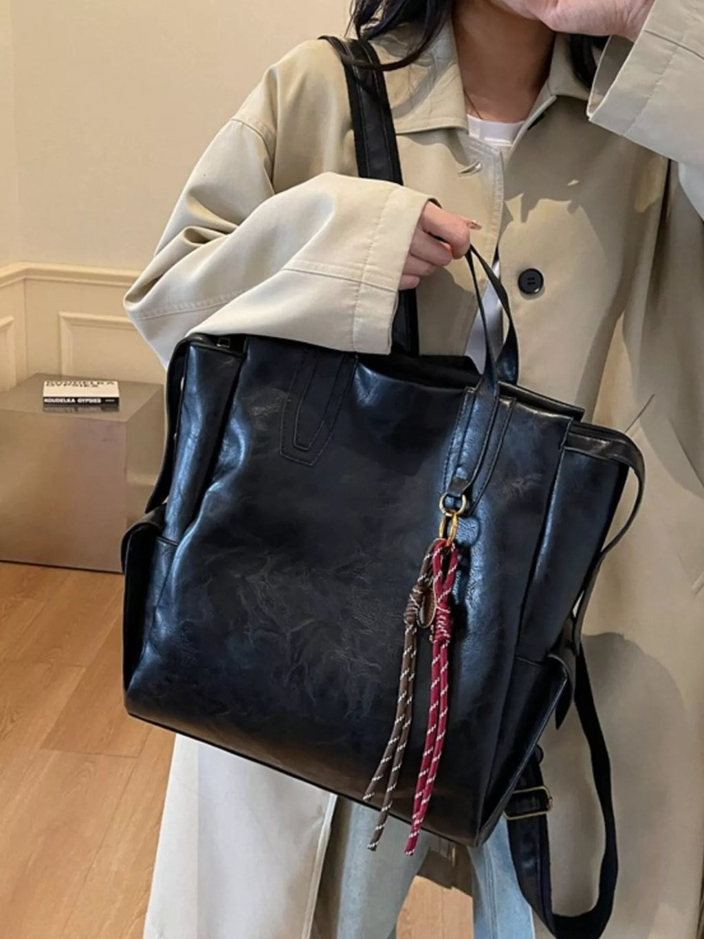 Vintage Leather Convertible Backpack Bag