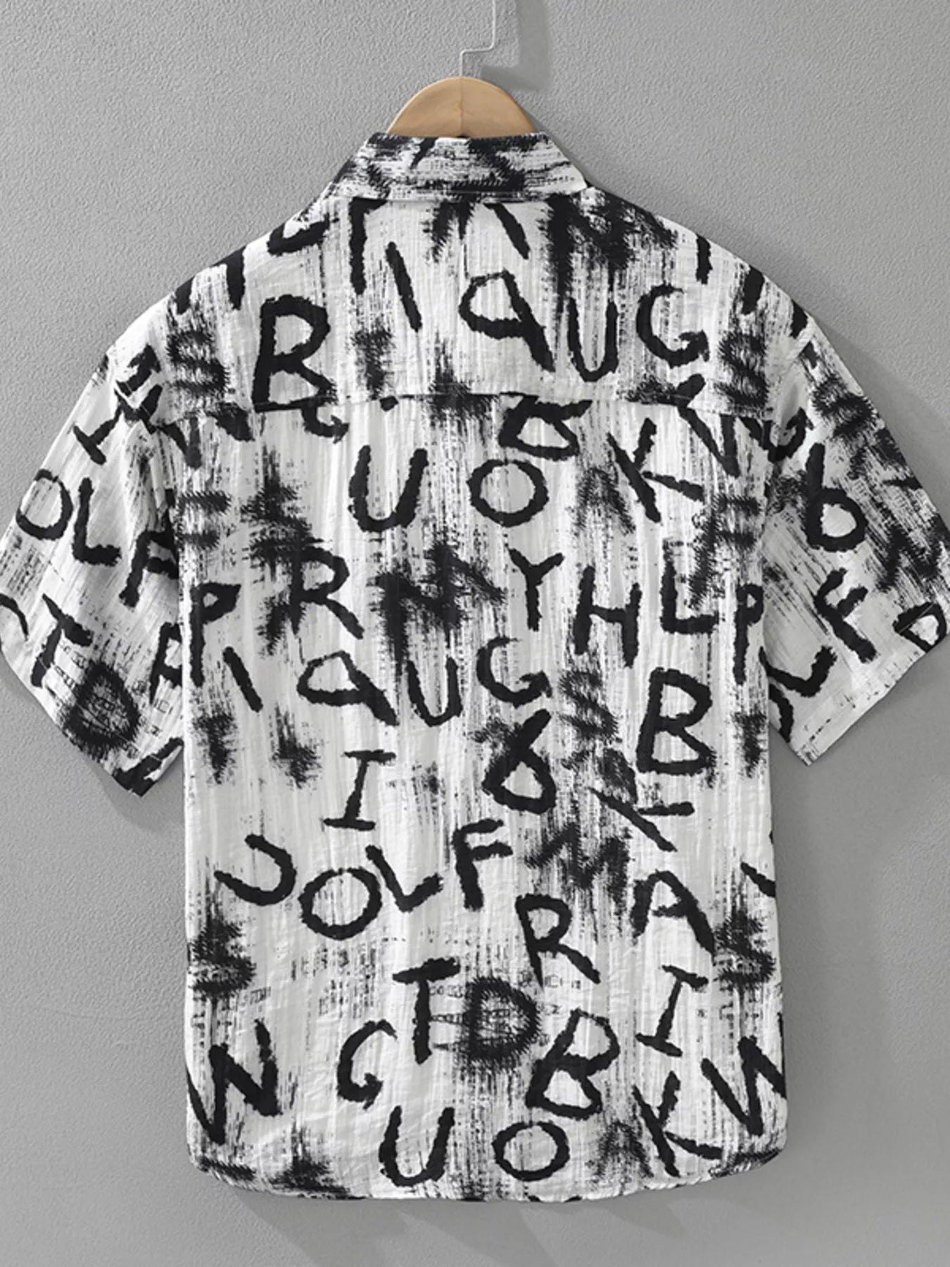 Men's Plus Size Letter Print Short Sleeve Shirt