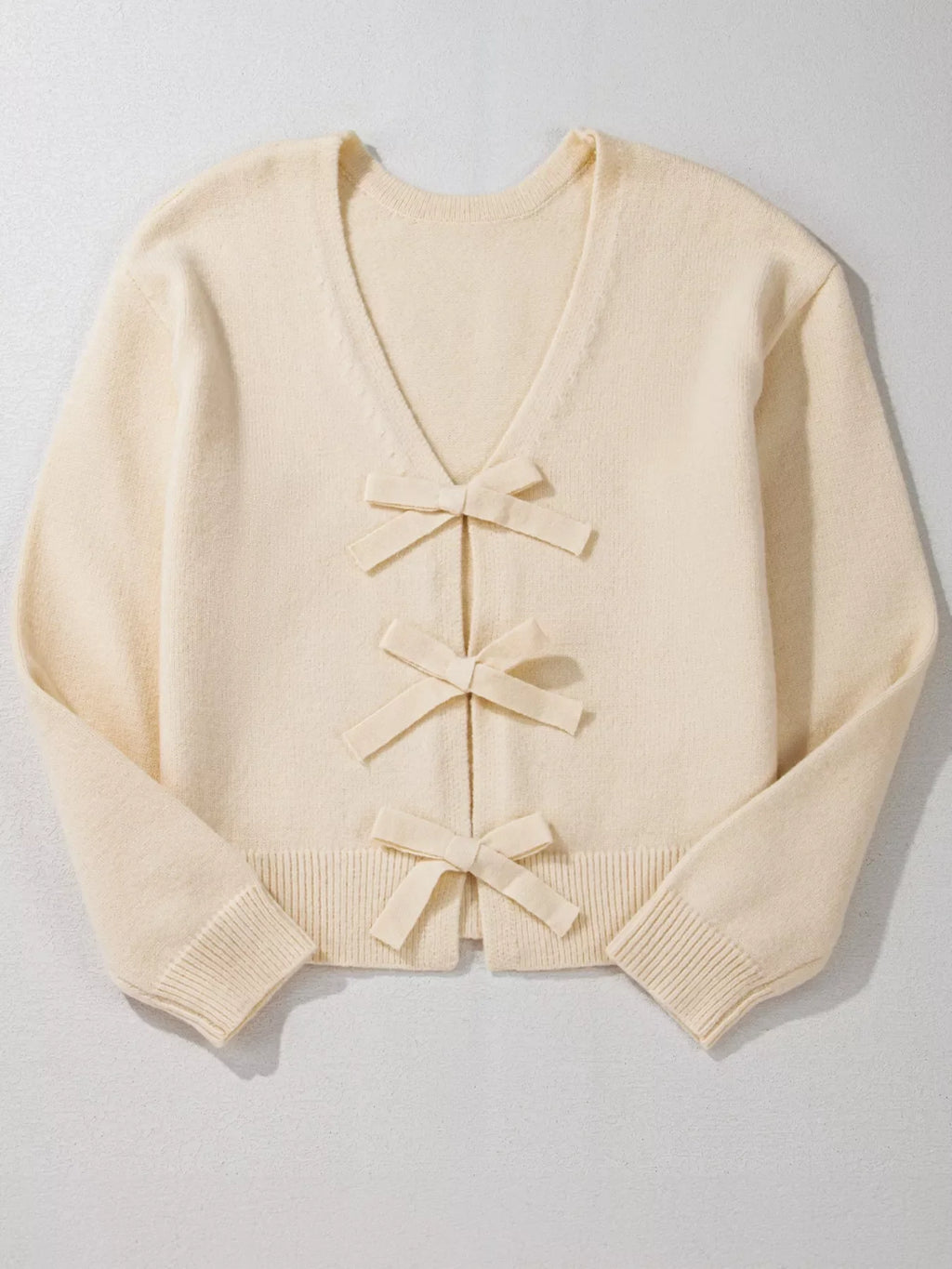 Bow Front Long Sleeve Cardigan