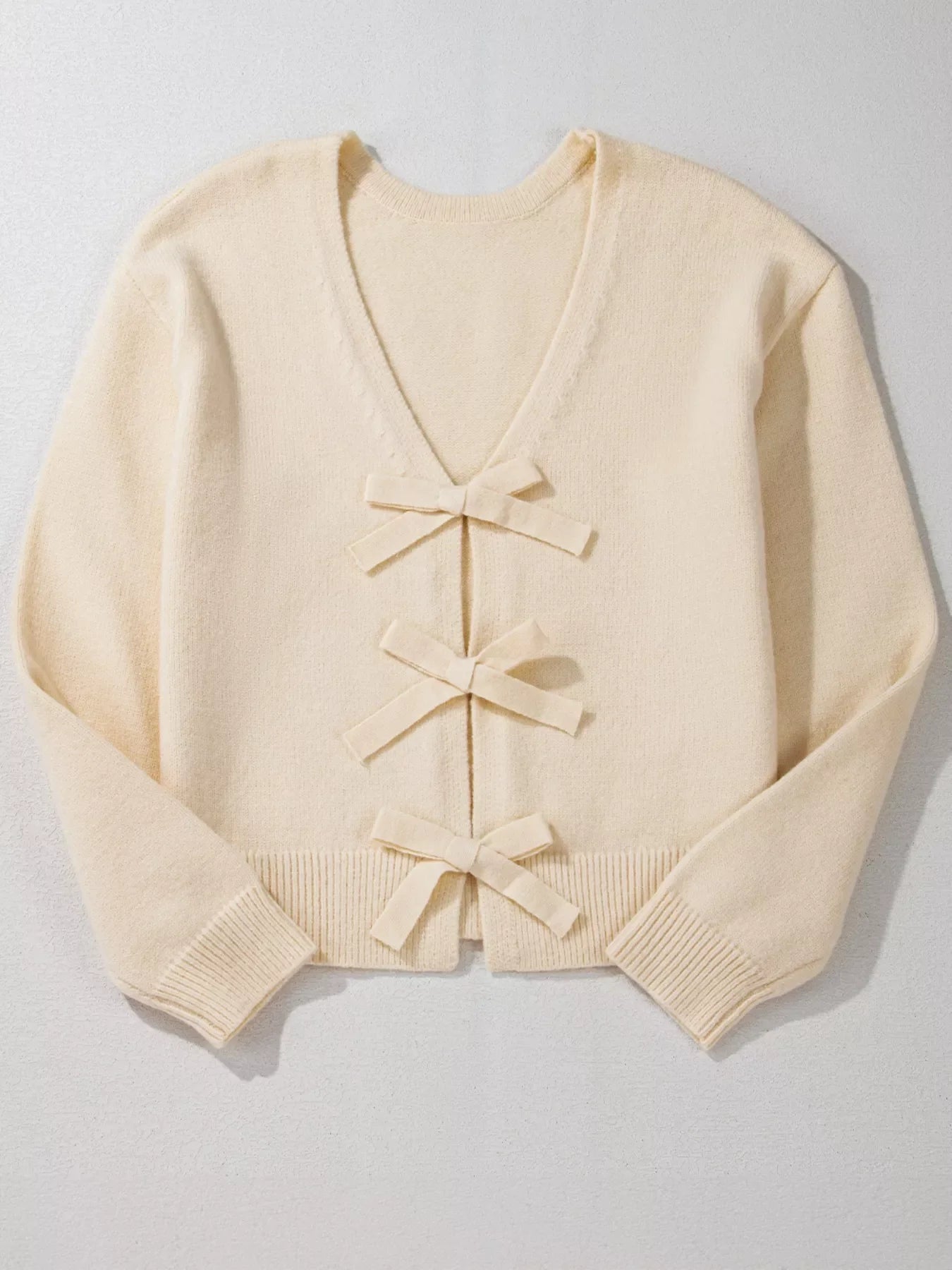 Bow Front Long Sleeve Cardigan